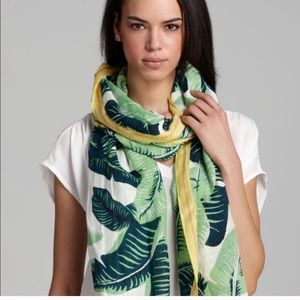 Palm print linen/cotton scarf/wrap